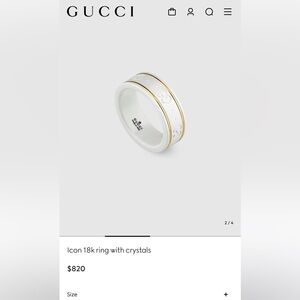 Gucci 18k Yellow Gold Ring with Crystals NWT